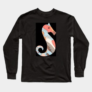 Seahorse #2 on Black Long Sleeve T-Shirt